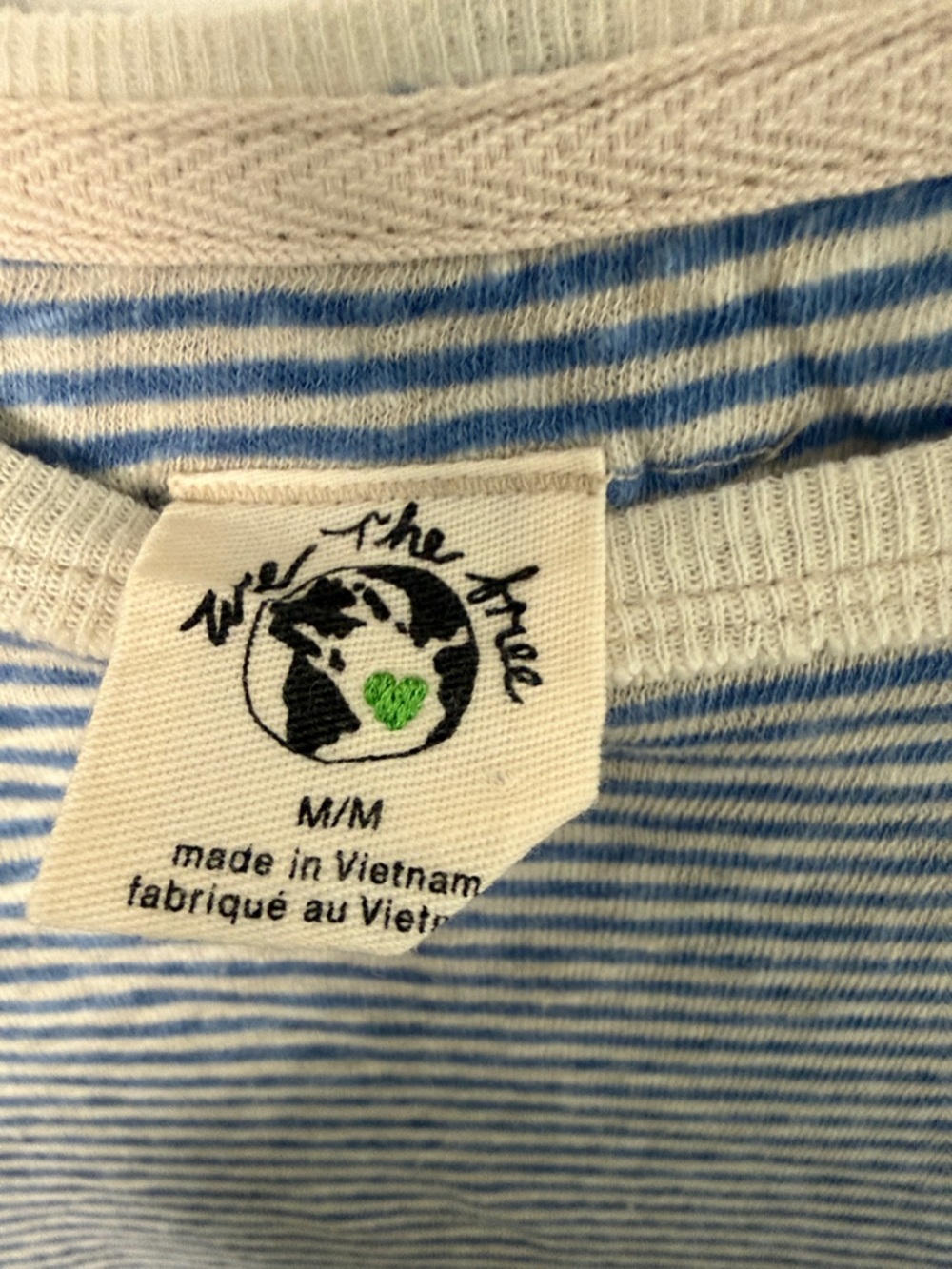 Free People Striped Blue & White Long Sleeve Top size M NWOT - Picture 2 of 2